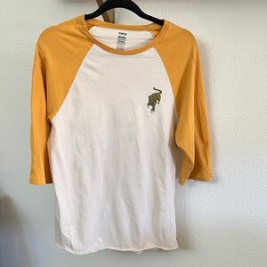 Billabong Yellow and White Long Sleeve T-Shirt